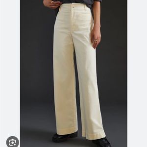 Anthropologie Maeve Collette Corduroy Pants, Pearl Ivory